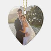 Verheiratetes und Merry Double Sided Heart Wedding Keramik Ornament (Links)