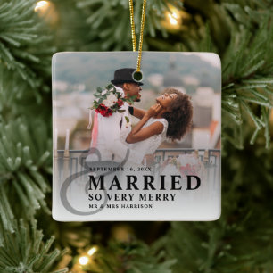 Verheiratetes und so fröhliches HochzeitsFoto neu Keramikornament