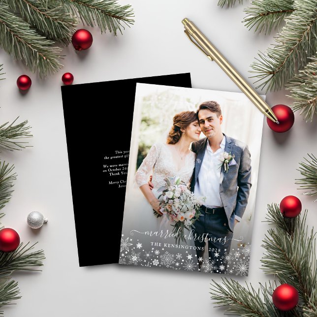 Verheiratetes Weihnachten Neuauflage Elopement Hol (Married Christmas Newlywed Elopement Holiday Photo Card)