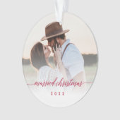 Verheiratetes Weihnachten - Neuvermähltes Foto Kee Ornament (Vorderseite)