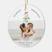 Verheiratetes Weihnachten Niedlich Mistletoe Newly Keramik Ornament (Links)