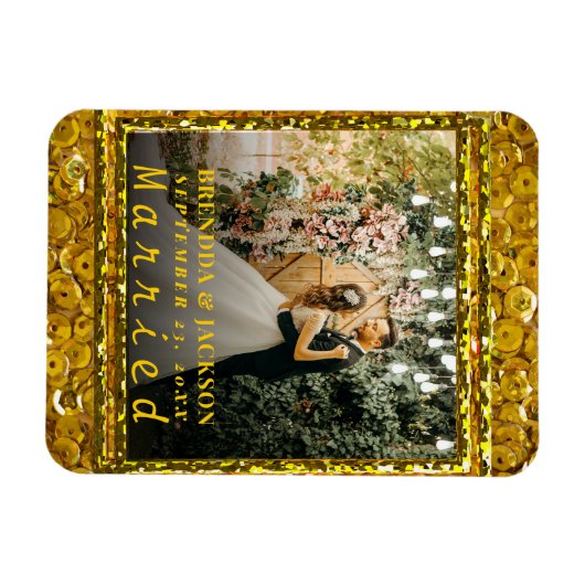 Verheiratetes Weihnachts-Elegantes Foto Magnet (Horizontal)