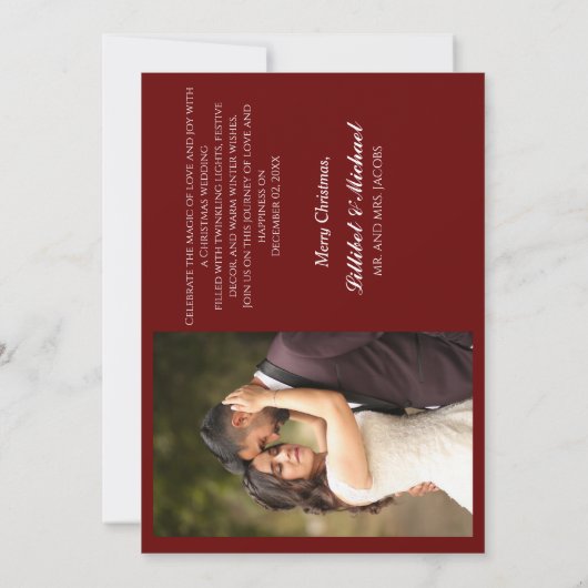 Verheiratetes Weihnachts-Elegantes Hochzeitsfest F Mitteilungskarte (Rückseite)