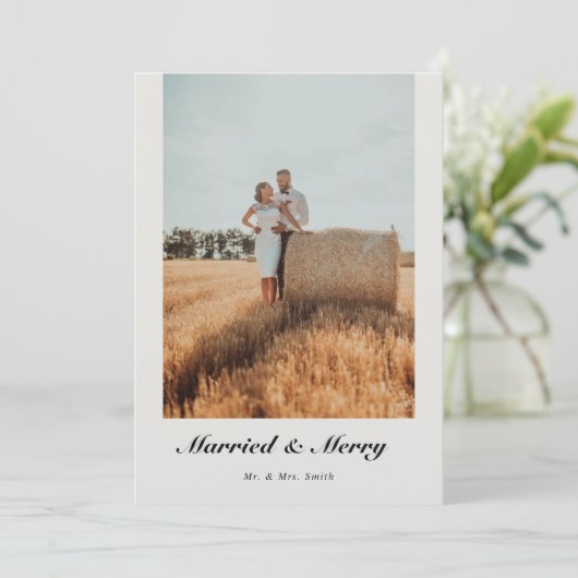 Verheiratetes Weihnachts-Foto Feiertagskarte (Stehend Vorderseite)