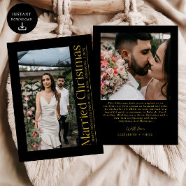 Verheiratetes Weihnachts-Foto Newlyweds Black & Go Feiertagskarte