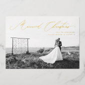 Verheiratetes Weihnachts-Kalligraphieskript neu Folien Feiertagskarte (Vorderseite)