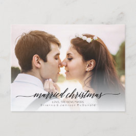 Verheiratetes Weihnachts-Neuvermähltes Foto | Schw Feiertagspostkarte