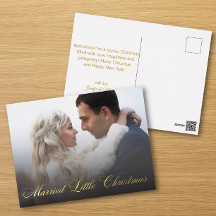 verheiratetes Weihnachtsgold, frisch vermähltes Fo Folien Feiertagspostkarte