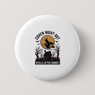 Verhexte Koven-Shirt Vintage Hexenhaus Halloween  Button