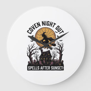 Verhexte Koven-Shirt Vintage Hexenhaus Halloween  Große Wanduhr