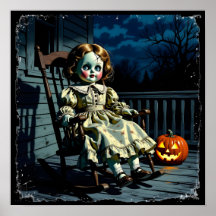 Verhexte Puppe und Halloween-Kürbis