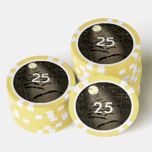 Verhexte Stunde Vollmond Fledermäuse Vintage Hallo Pokerchips