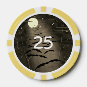 Verhexte Stunde Vollmond Fledermäuse Vintage Hallo Pokerchips