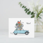 Verhuiskaart Citroen Eend blauw Postkarte (Stehend Vorderseite)