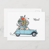 Verhuiskaart Citroen Eend blauw Postkarte (Vorne/Hinten)