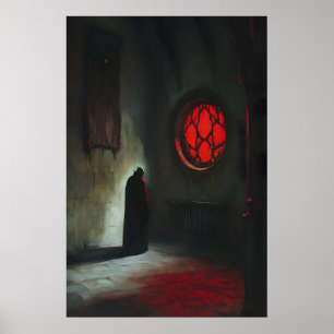 Verhüllter Vampir Dracula im Rotlicht-Gothic-Horro Poster