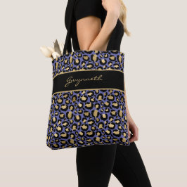 Veri Peri Lila Black Leopard-Druck mit Namen Tasche