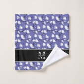 Veri Periwinkle Blue Mit Monogramm Magnolia Blume Badhandtuch Set (Waschlappen)