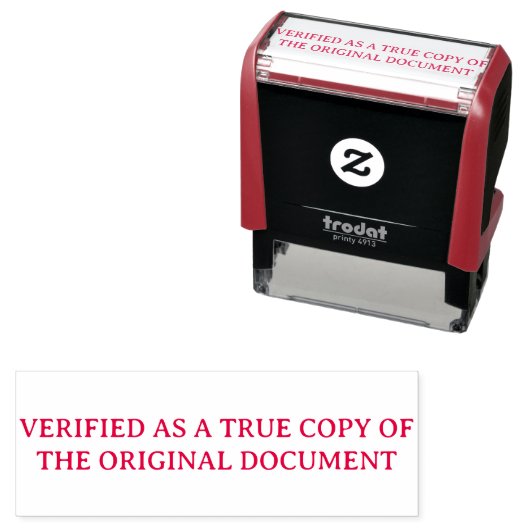 Verified True Copy of Original Document Permastempel (Beispiel)