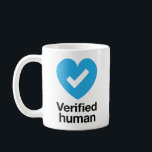 Verifiziertes menschliches Prüfzentrum Kaffeetasse<br><div class="desc">Dieses blaue Herzklopfen bedeutet und bestätigt,  dass der Besitzer für den Menschen verifiziert wurde. Design Copyright © AVPerth. Alle Rechte vorbehalten.</div>