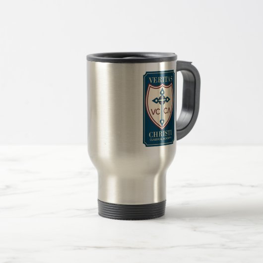 Veritas Christi Travel Mug Reisebecher (VorderseiteRechts)