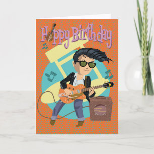 Verjaardagskaart 50ties rock & roll karte