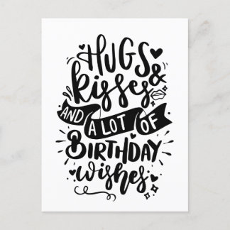 Verjaardagskaart Hugs Kisses & Birthday Wünsche Feiertagspostkarte