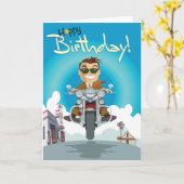 verjaardagskaart man op motorfides karte (Gelbe Blume)