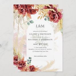 VERKAUF! Boho Burgundy Gold Floral Country Stallfa Einladung