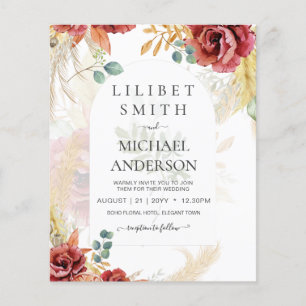 VERKAUF! Boho Burgundy Gold Floral Country Stallfa Flyer