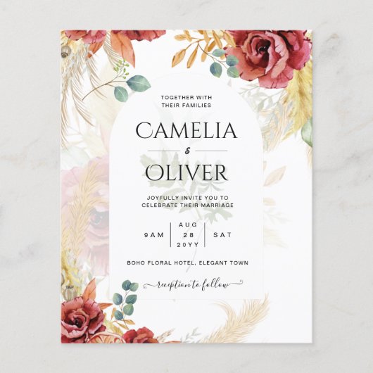 VERKAUF! Boho Burgundy Gold Floral Country Stallfa Flyer (Vorne)