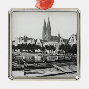Verkauf des Holzes auf dem Fluss Trave, Lübeck, Ornament Aus Metall