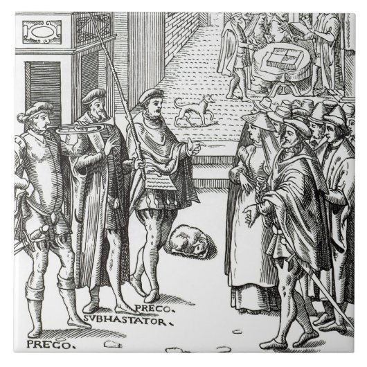 Verkauf durch Stadtausrufer, nach einem Fliese (Vorderseite)