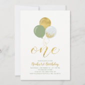 Verkauf & Gold Ballons | Ein 1. Geburtstag Party Einladung (Vorderseite)