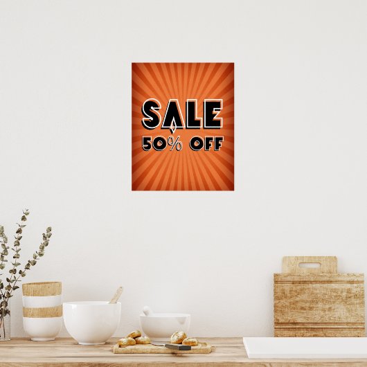 Verkauf, Retro 50% Rabatt Verkauf, Boutique Verkau Poster (Küche)