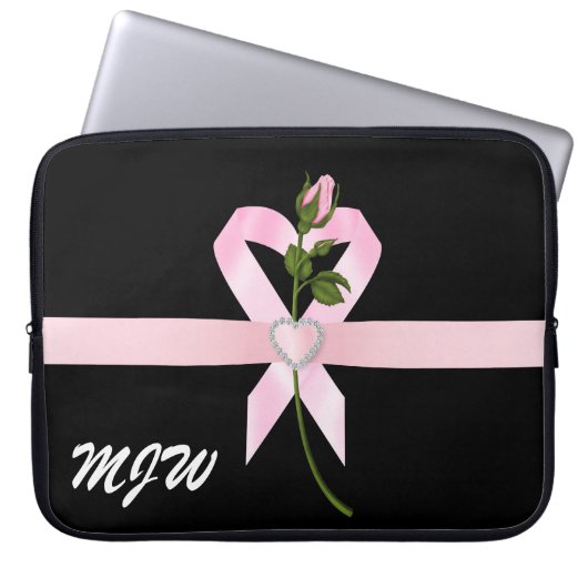 Verkauf! Rosa Schleife - SRF Laptopschutzhülle (Vorderseite)