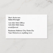 Verkauf und Service von Motorfahrzeugen Visitenkarte (Rückseite)