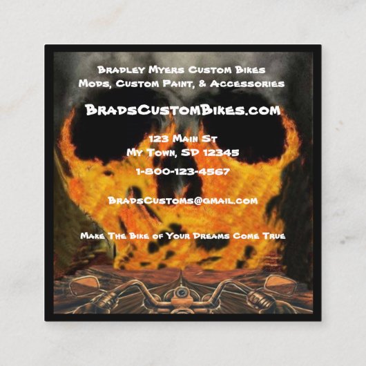 Verkauf und Service von Motorrädern Quadratische Visitenkarte (Rückseite)