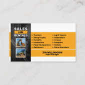 Verkauf und Vermietung von Bauausrüstung Visitenkarte (Rückseite)