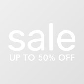 Verkauf von bis zu 50 % benutzerdefiniertem Text, Fensteraufkleber (Blatt)