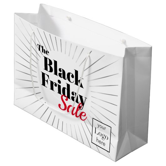 Verkauf von Black Friday Logos Große Geschenktüte (Vorderseite Schrägansicht)