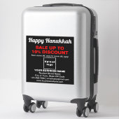 Verkauf von Hanukkah an schwarzen Vinyl-Sticker Aufkleber (Koffer)