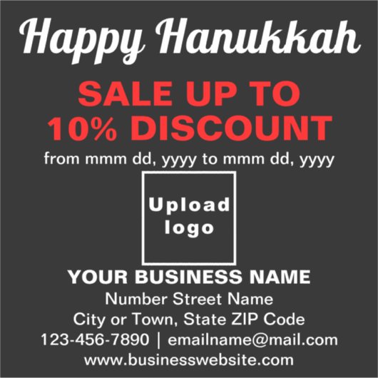 Verkauf von Hanukkah an schwarzen Vinyl-Sticker Aufkleber (Vorderseite)