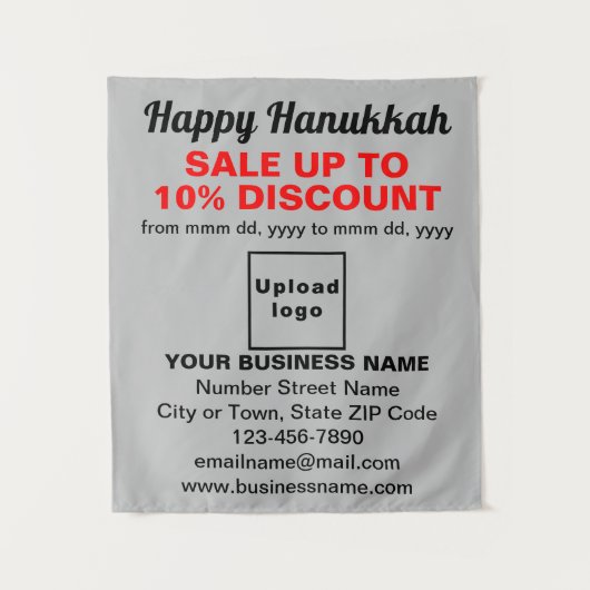 Verkauf von Hanukkah auf grauem Band Wandteppich (Vorderseite)