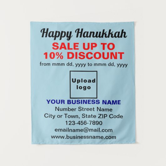 Verkauf von Hanukkah auf hellblauen Tapestern Wandteppich (Vorderseite)