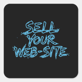 Verkaufe deine Webseite Blaue Distressed-Typografi Quadratischer Aufkleber