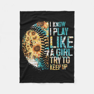 Verkaufe I Play Like A Girl Softll Team Leopard Su Fleecedecke