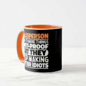 Verkäufer Ich versuche, Dinge zu machen Lustige Sp Tasse (Vorderseite Links)