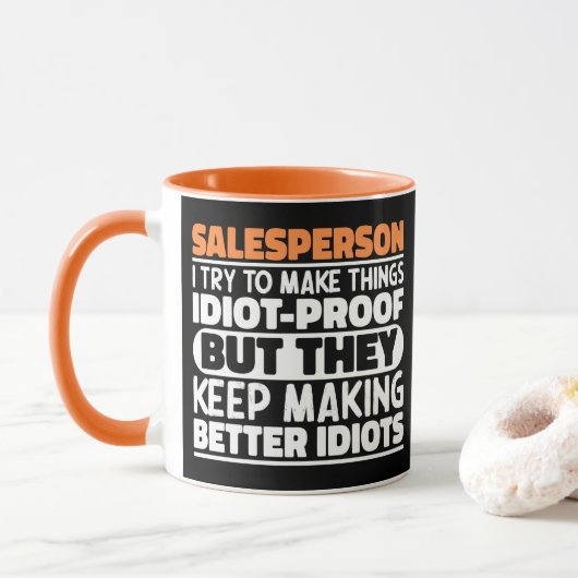 Verkäufer Ich versuche, Dinge zu machen Lustige Sp Tasse (Mit Donut)