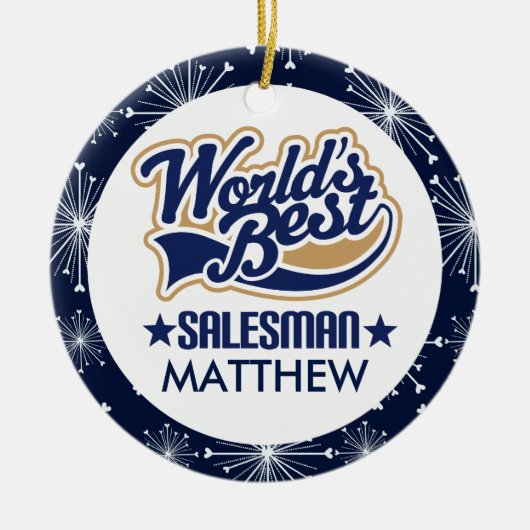 Verkäufer-personalisierte Weihnachtsverzierung Keramik Ornament (Vorne)